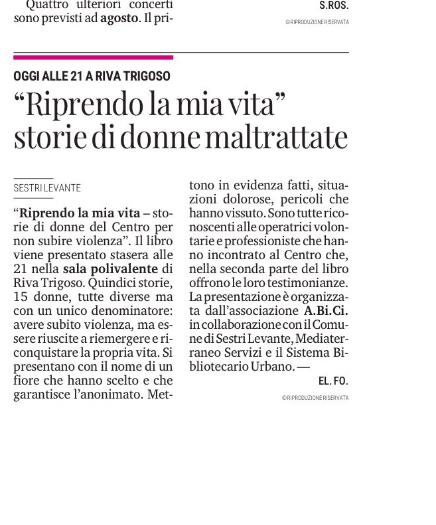 Riprendo la mia vita